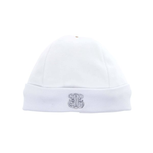 Bonnet velours blanc et gris