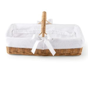 Panier de soins en osier naturel avec anse, Cotton White