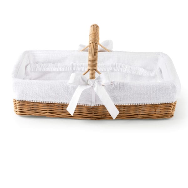 Natural wicker care basket with handle