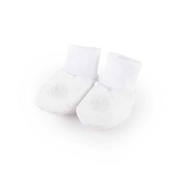White padded jersey baby booties