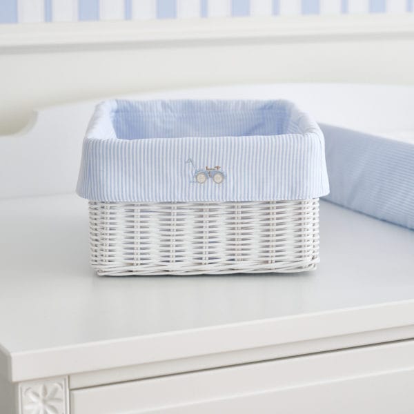 White wicker basket and cover