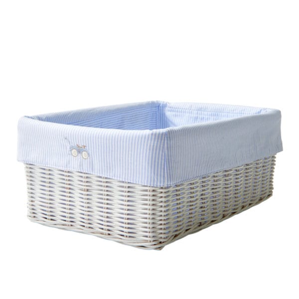 White wicker basket and cover