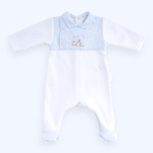 Combi velours plastron - Ciel