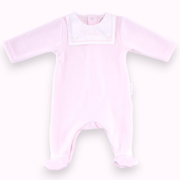 Combi velours plastron - Rose