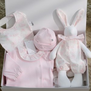 Boîte cadeau " Set combi+ bonnet+bavoir+lapin"