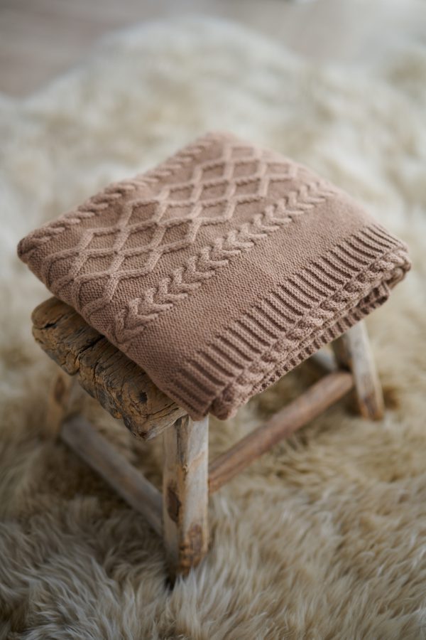 Couverture-châle torsade en cachemire